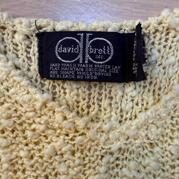 VNG David Brett Inc. Butter Yellow Open Knit Dress SZ L Beach Cover Vacation - Picture 3 of 7